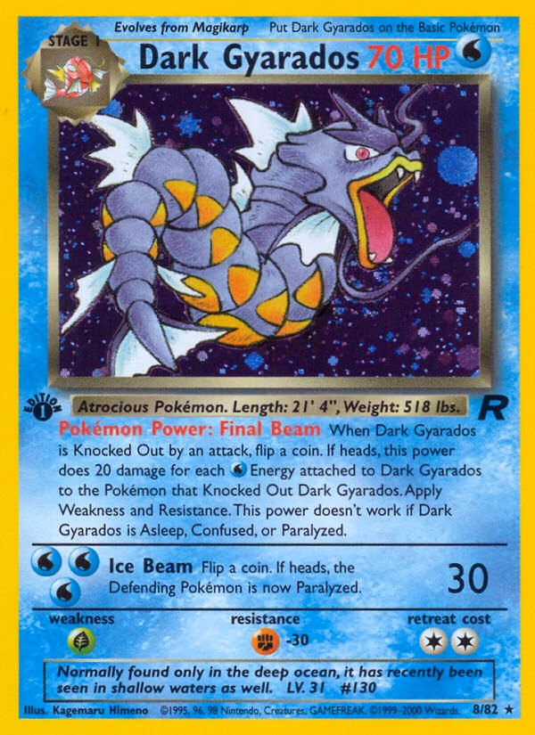 Dark Gyarados (1st Edition) Pokemon card (8/82, Team Rocket)