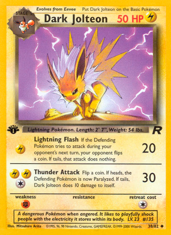Dark Jolteon (Unlimited) Pokemon card (38/82, Team Rocket)