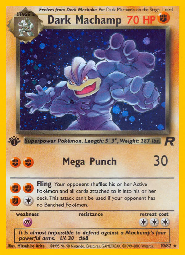 Dark Machamp (1st Edition) Pokemon card (10/82, Team Rocket)
