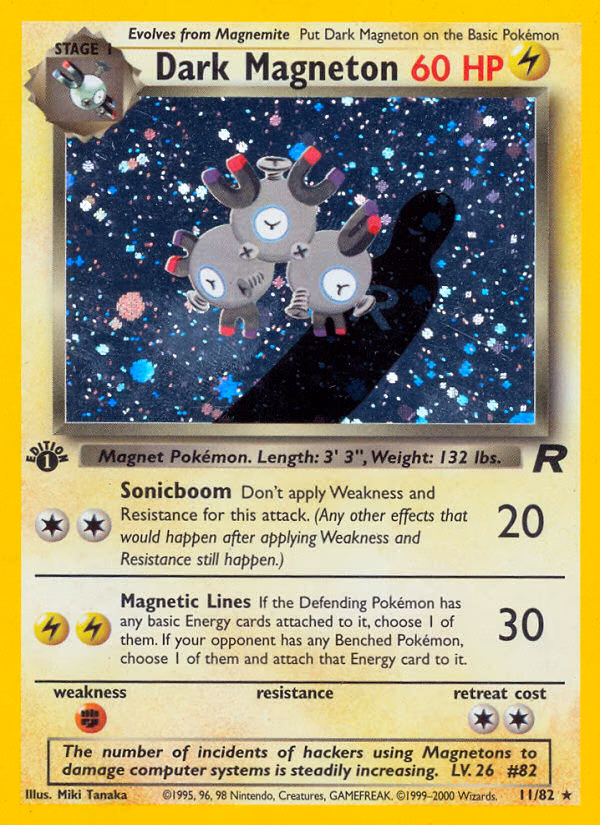 Dark Magneton (1st Edition) Pokemon card (11/82, Team Rocket)