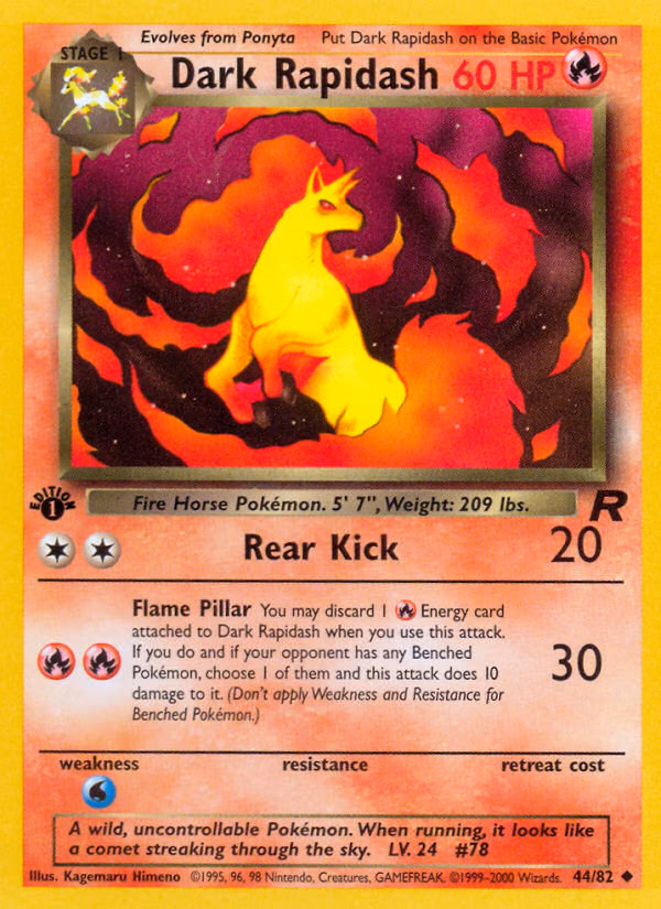 Dark Rapidash (Unlimited) Pokemon card (44/82, Team Rocket)