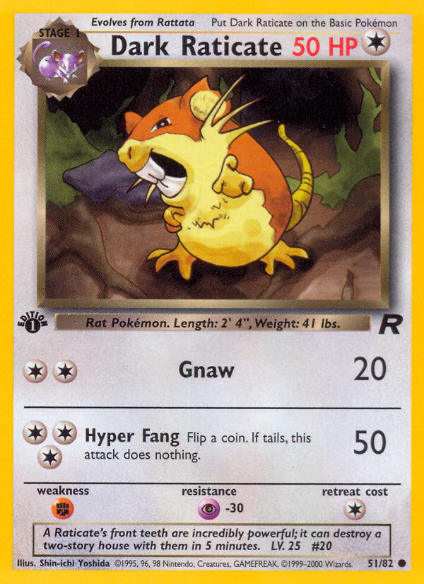 Dark Raticate (Unlimited) Pokemon card (51/82, Team Rocket)