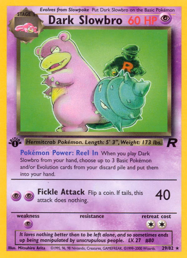 Dark Slowbro (1st Edition) Pokemon card (29/82, Team Rocket)