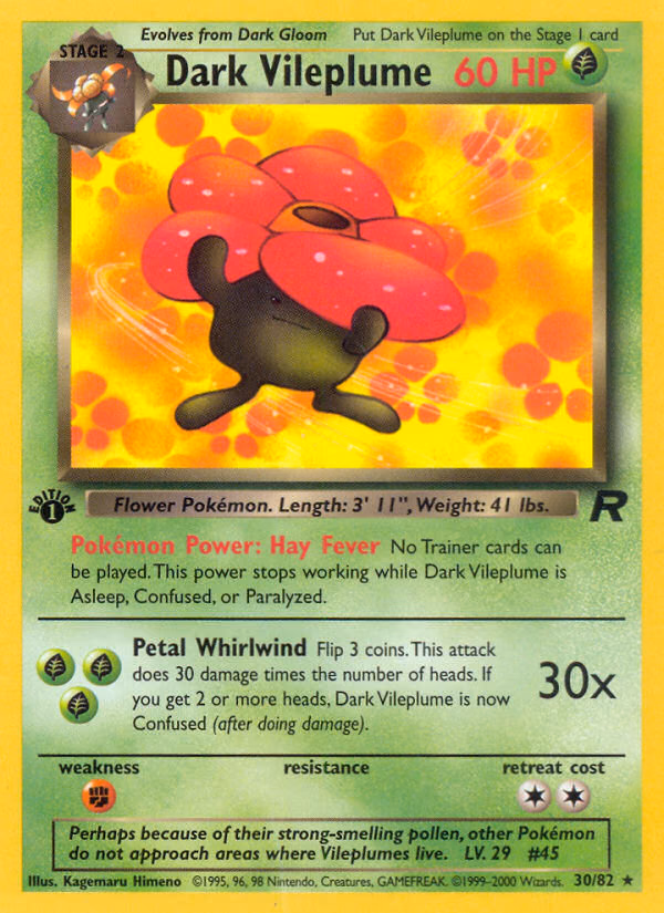 Dark Vileplume (Unlimited) Pokemon card (30/82, Team Rocket)