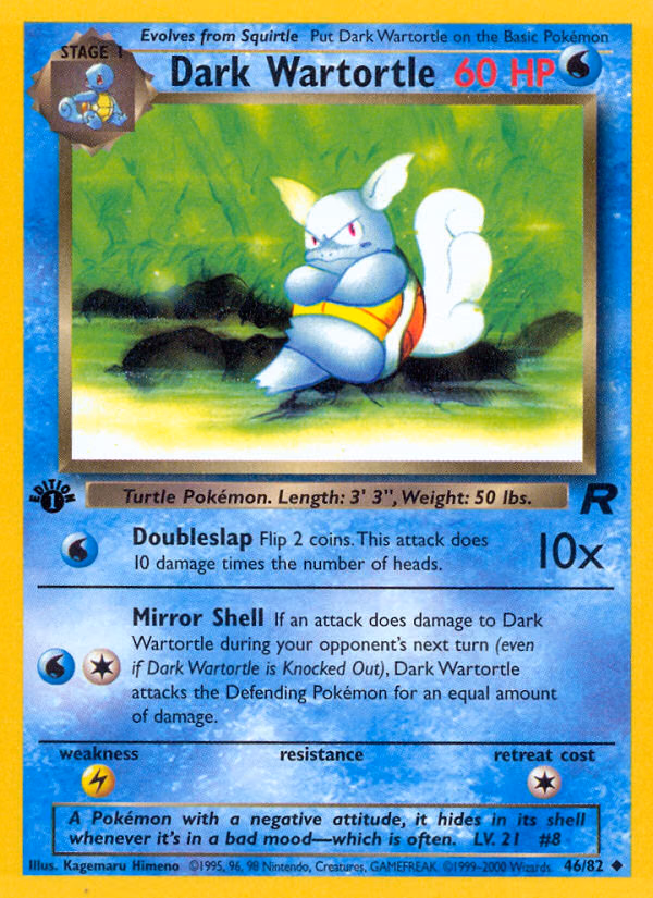 Dark Wartortle (1st Edition) Pokemon card (46/82, Team Rocket)