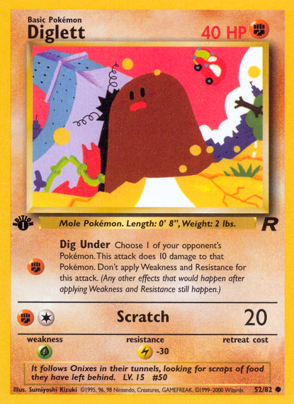 Diglett (1st Edition) Pokemon card (52/82, Team Rocket)