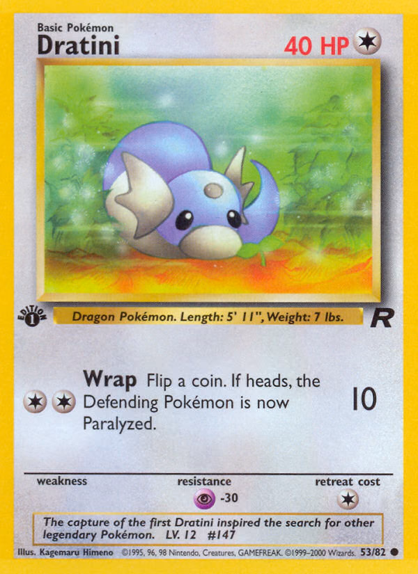 Dratini (1st Edition) Pokemon card (53/82, Team Rocket)