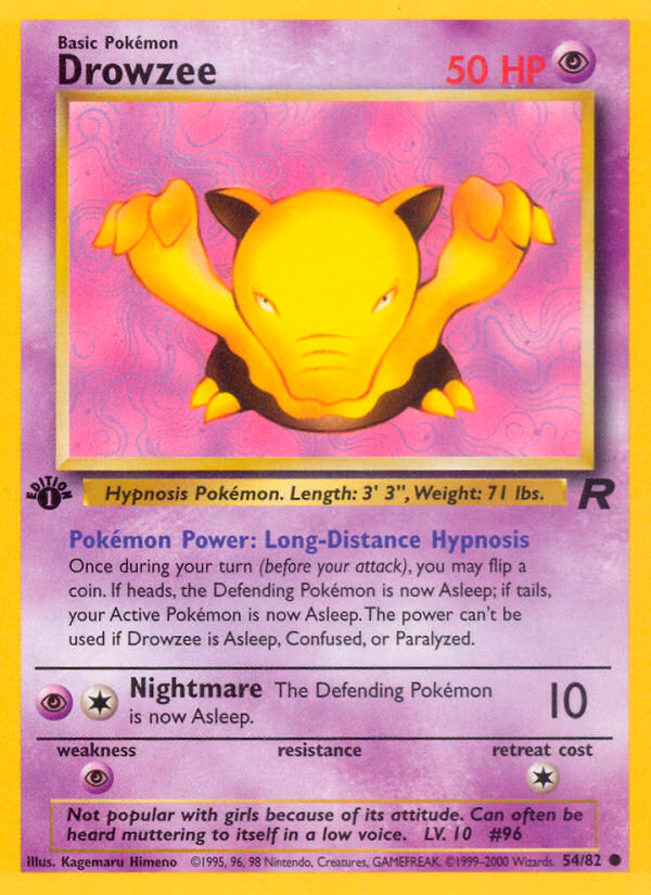 Drowzee (1st Edition) Pokemon card (54/82, Team Rocket)