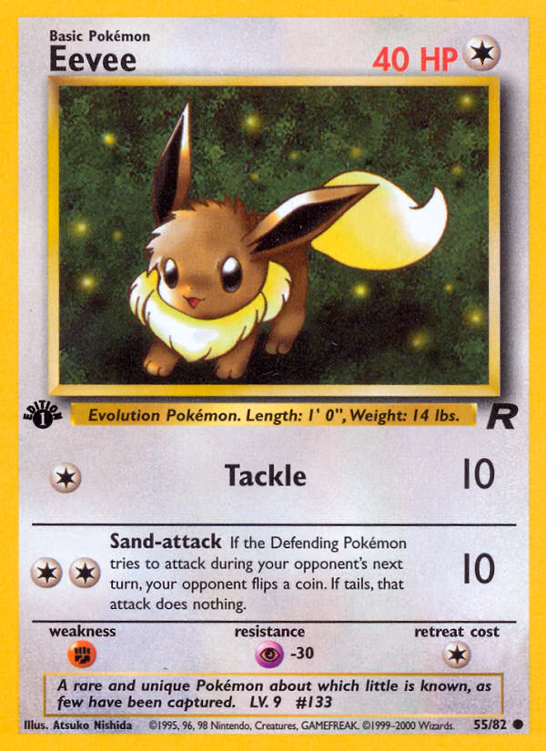 Eevee (Unlimited) Pokemon card (55/82, Team Rocket)