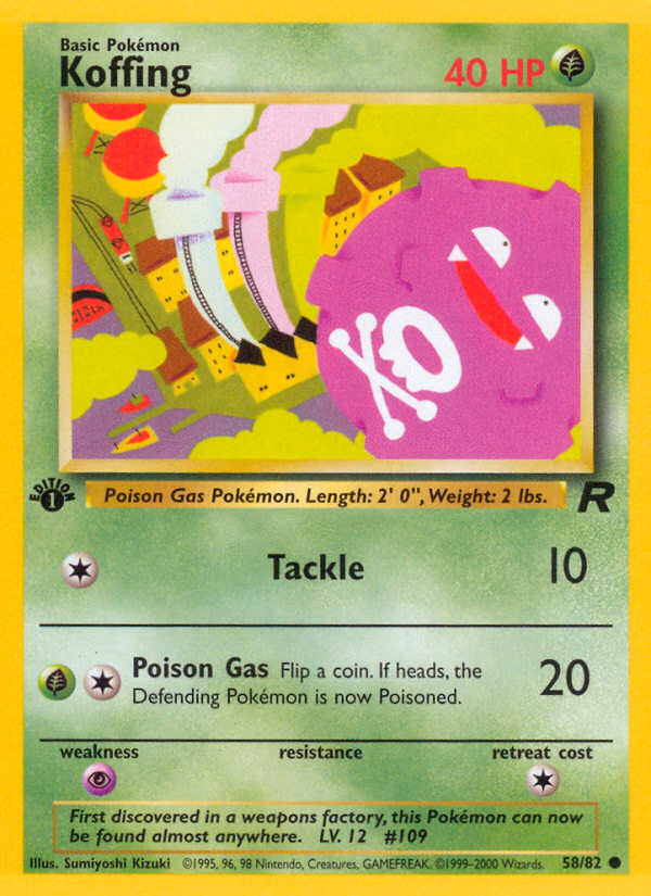 Koffing (1st Edition) Pokemon card (58/82, Team Rocket)