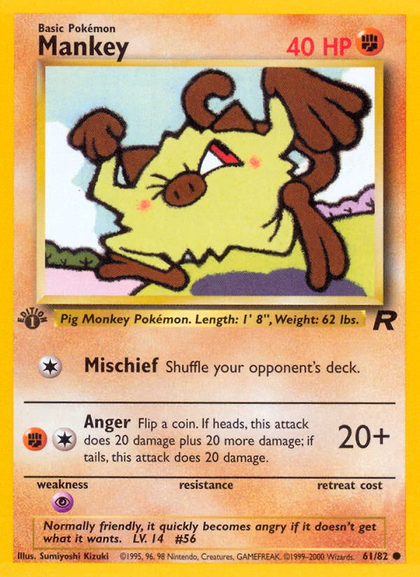 Mankey (Unlimited) Pokemon card (61/82, Team Rocket)