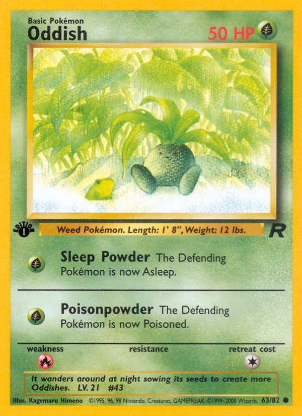 Oddish (1st Edition) Pokemon card (63/82, Team Rocket)