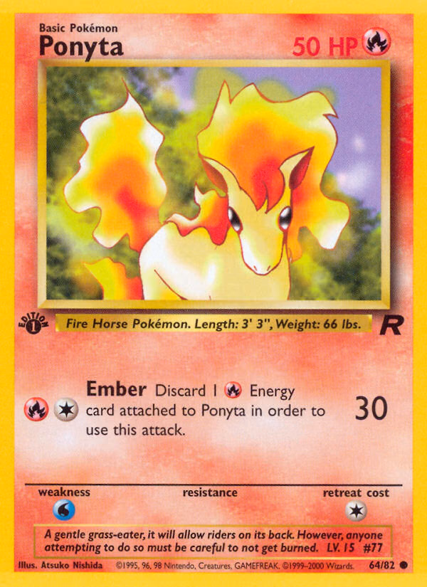 Ponyta (1st Edition) Pokemon card (64/82, Team Rocket)
