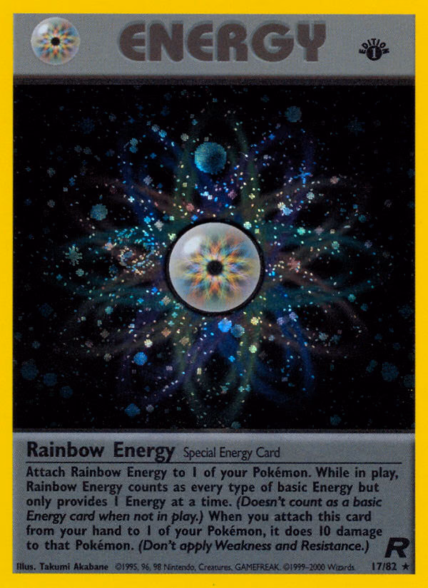 Rainbow Energy (Unlimited) Pokemon card (17/82, Team Rocket)