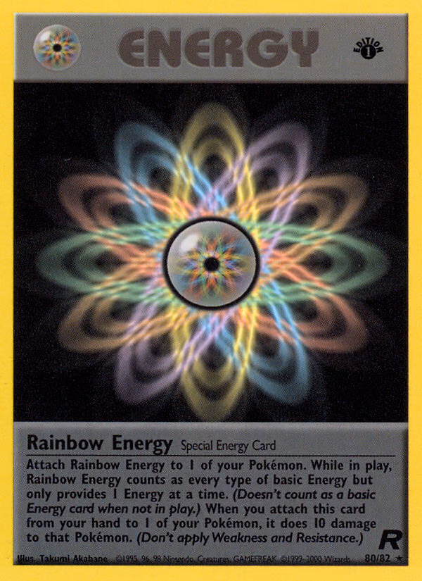 Rainbow Energy (Unlimited) Pokemon card (80/82, Team Rocket)