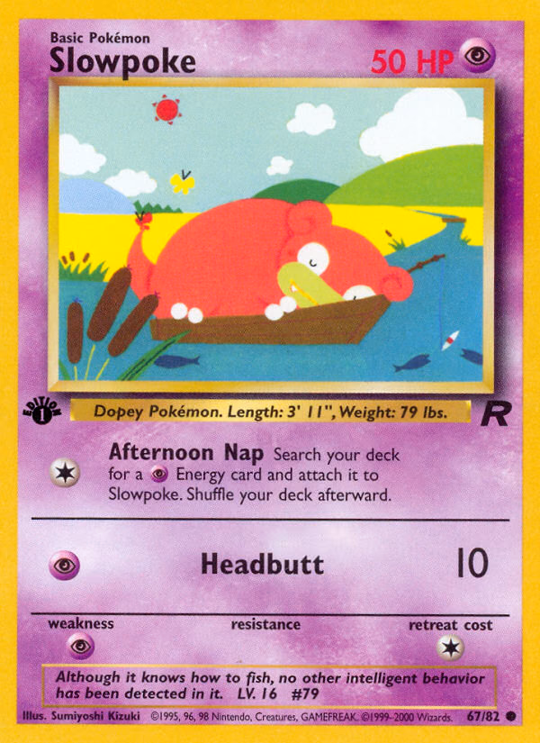 Slowpoke (1st Edition) Pokemon card (67/82, Team Rocket)