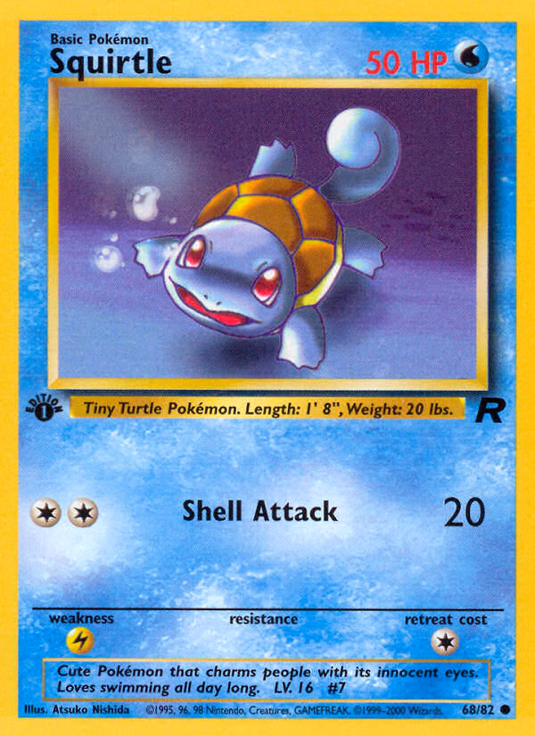 Squirtle (Unlimited) Pokemon card (68/82, Team Rocket)