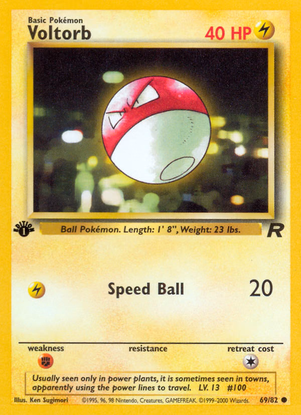 Voltorb (1st Edition) Pokemon card (69/82, Team Rocket)