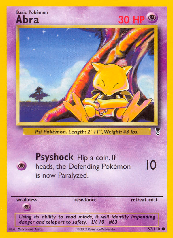 Abra Pokemon card (67/110, Legendary Collection)