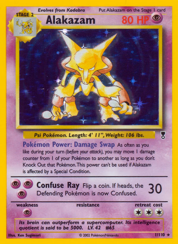 Alakazam Pokemon card (1/110, Legendary Collection)