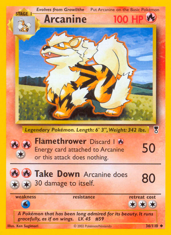 Arcanine Pokemon card (36/110, Legendary Collection)