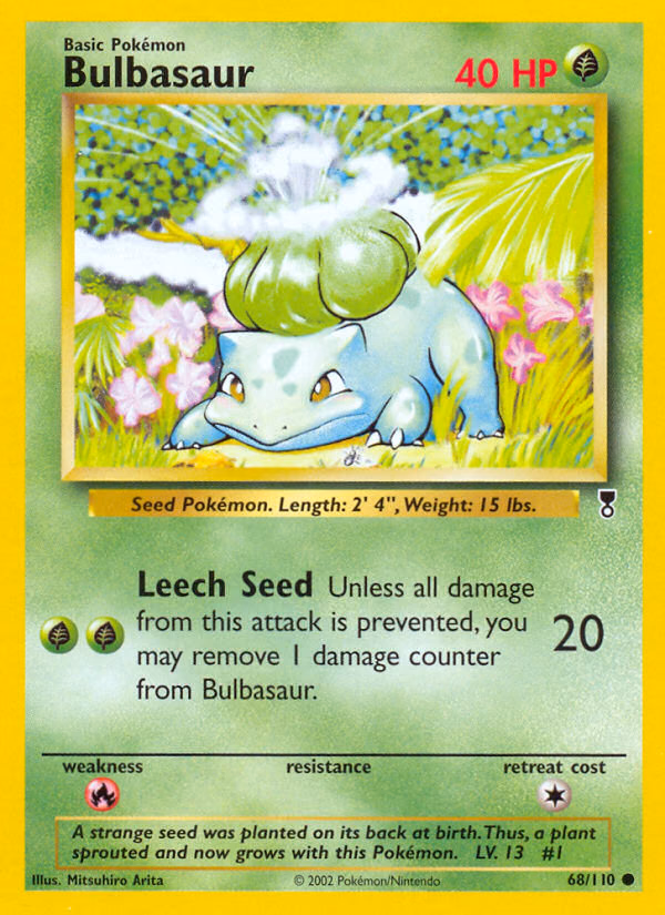 Bulbasaur Pokemon card (68/110, Legendary Collection)
