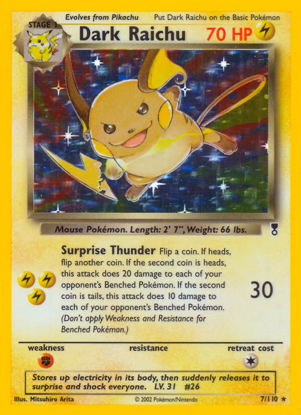 Dark Raichu Pokemon card (7/110, Legendary Collection)