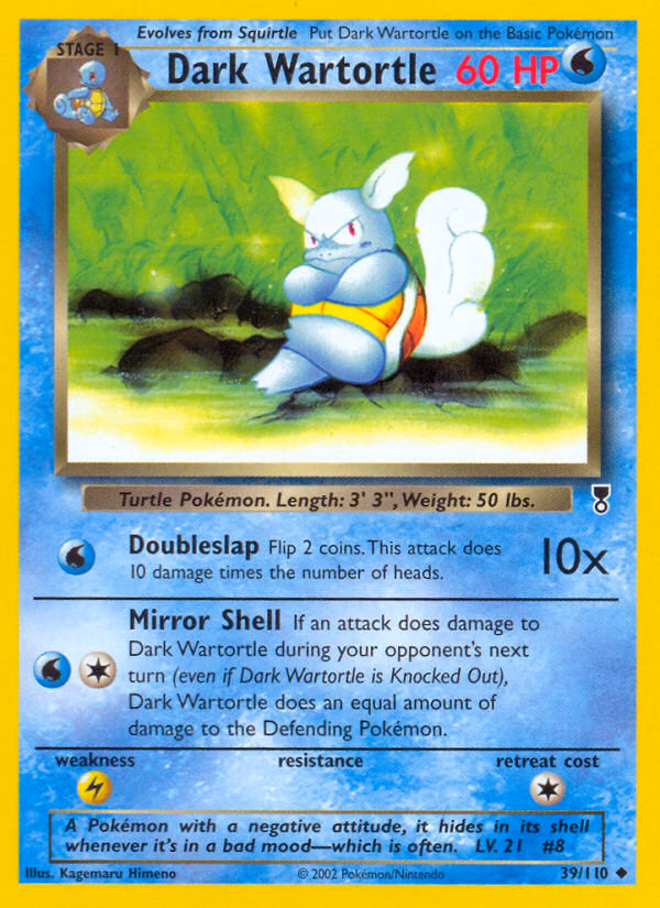 Dark Wartortle Pokemon card (39/110, Legendary Collection)