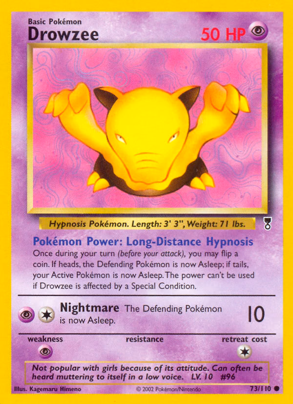 Drowzee Pokemon card (73/110, Legendary Collection)