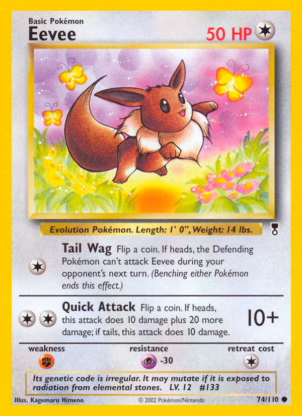 Eevee Pokemon card (74/110, Legendary Collection)