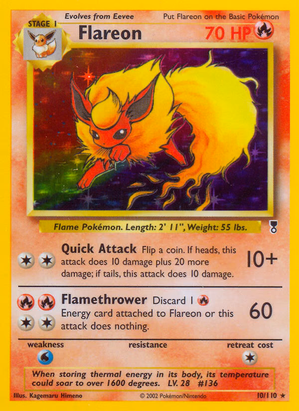 Flareon Pokemon card (10/110, Legendary Collection)