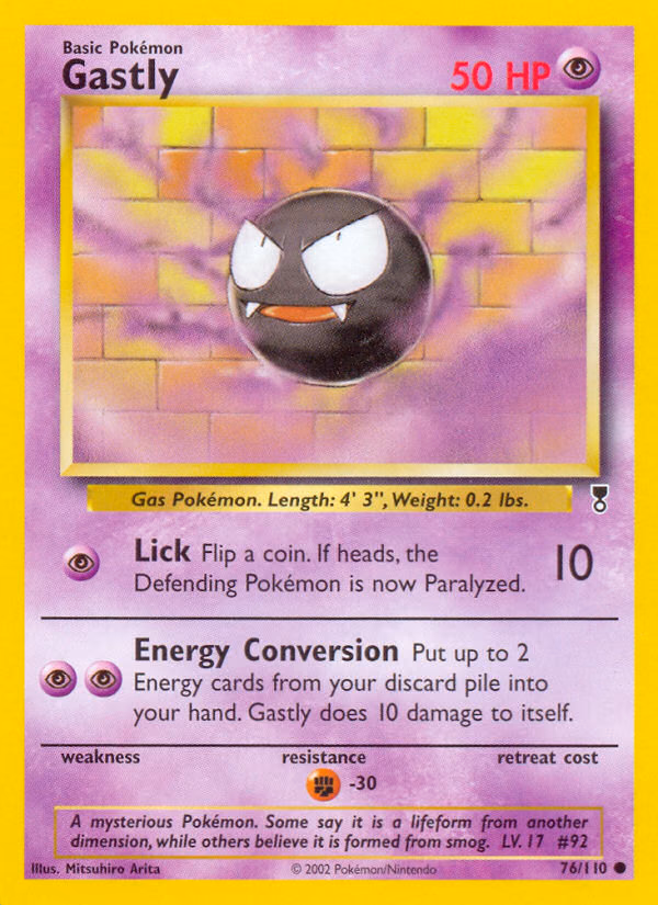 Gastly Pokemon card (76/110, Legendary Collection)