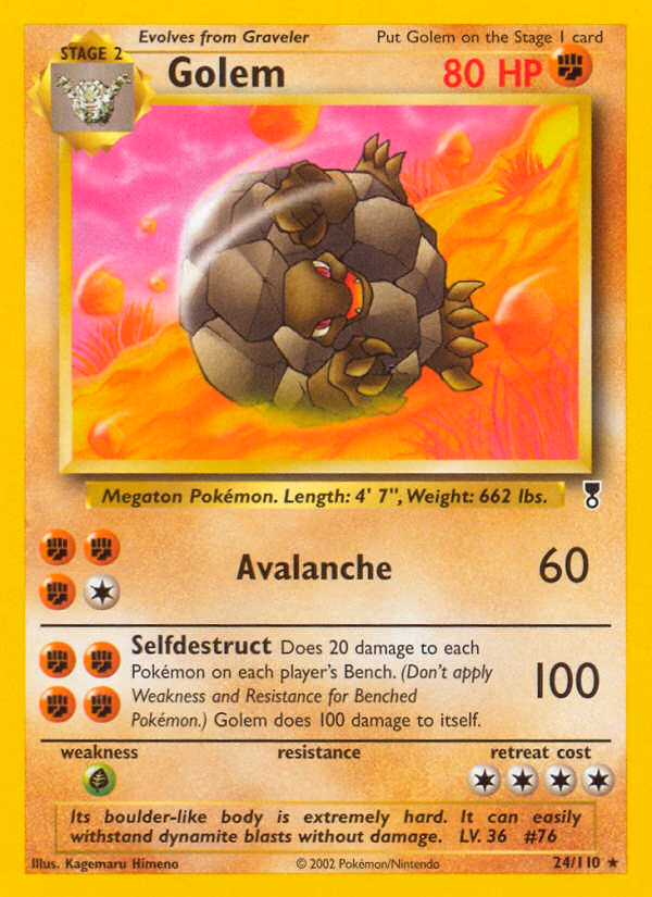 Golem Pokemon card (24/110, Legendary Collection)