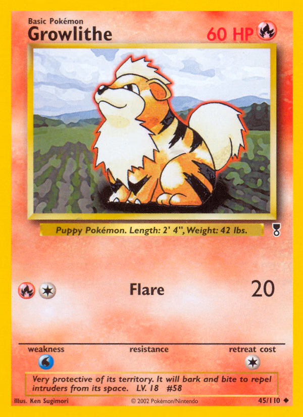 Growlithe Pokemon card (45/110, Legendary Collection)