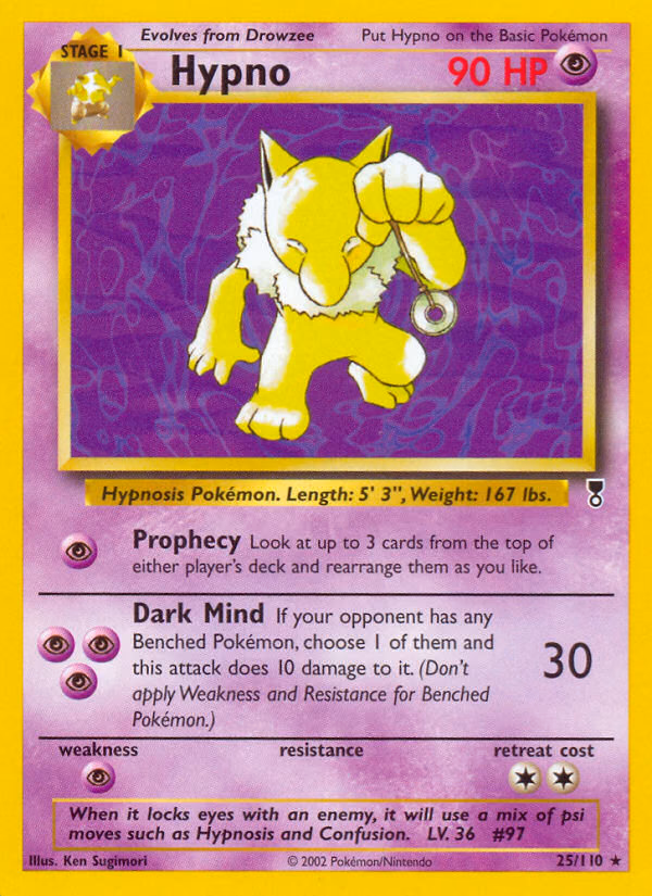 Hypno Pokemon card (25/110, Legendary Collection)