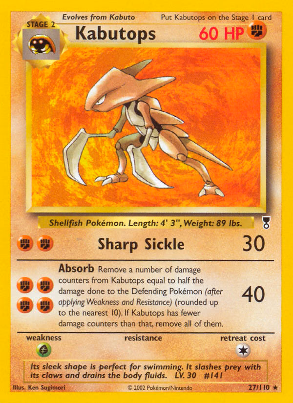 Kabutops Pokemon card (27/110, Legendary Collection)