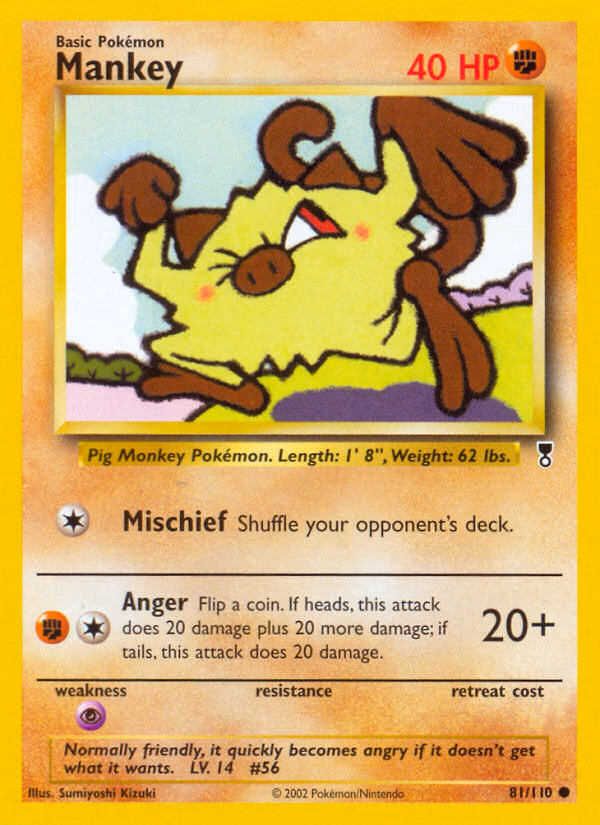 Mankey Pokemon card (81/110, Legendary Collection)