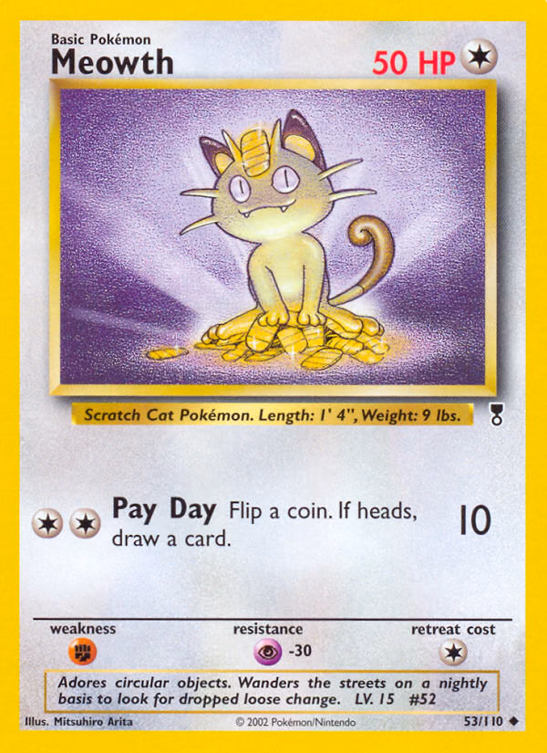 Meowth Pokemon card (53/110, Legendary Collection)