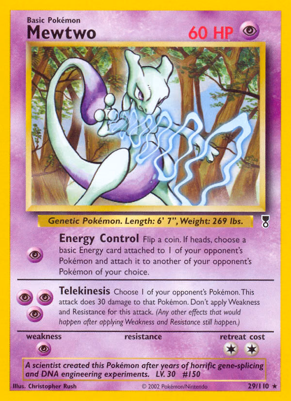 Mewtwo Pokemon card (29/110, Legendary Collection)