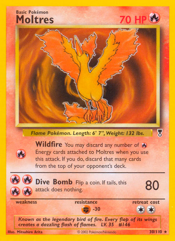 Moltres Pokemon card (30/110, Legendary Collection)