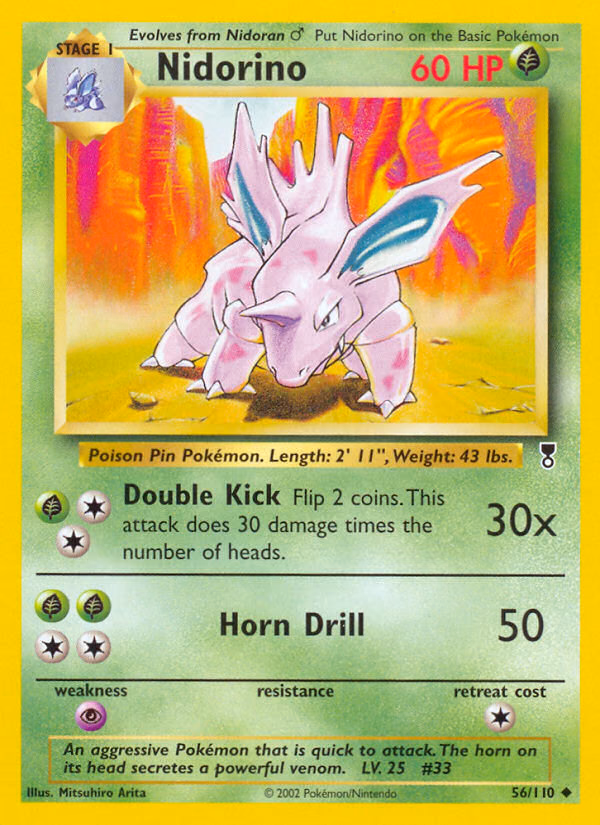 Nidorino Pokemon card (56/110, Legendary Collection)