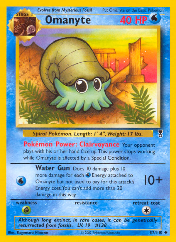Omanyte Pokemon card (57/110, Legendary Collection)
