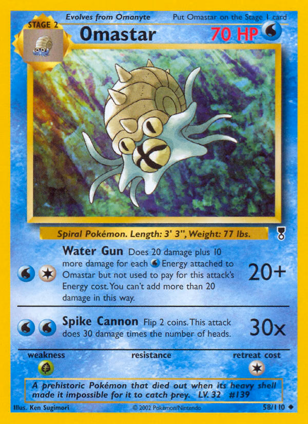 Omastar Pokemon card (58/110, Legendary Collection)