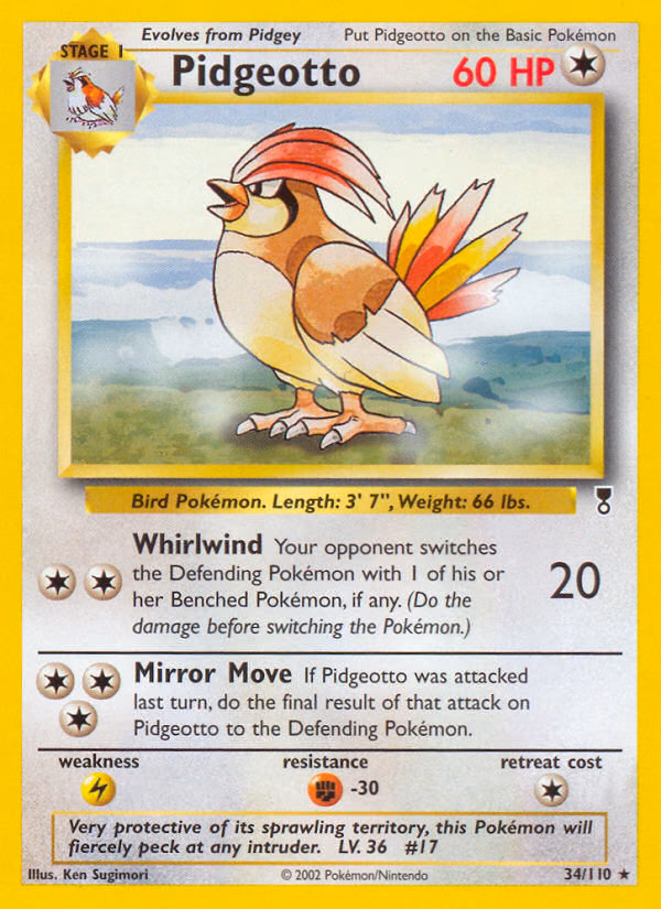 Pidgeotto Pokemon card (34/110, Legendary Collection)