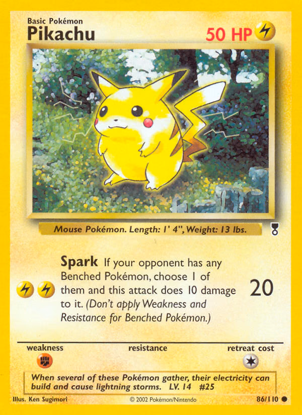Pikachu Pokemon card (86/110, Legendary Collection)