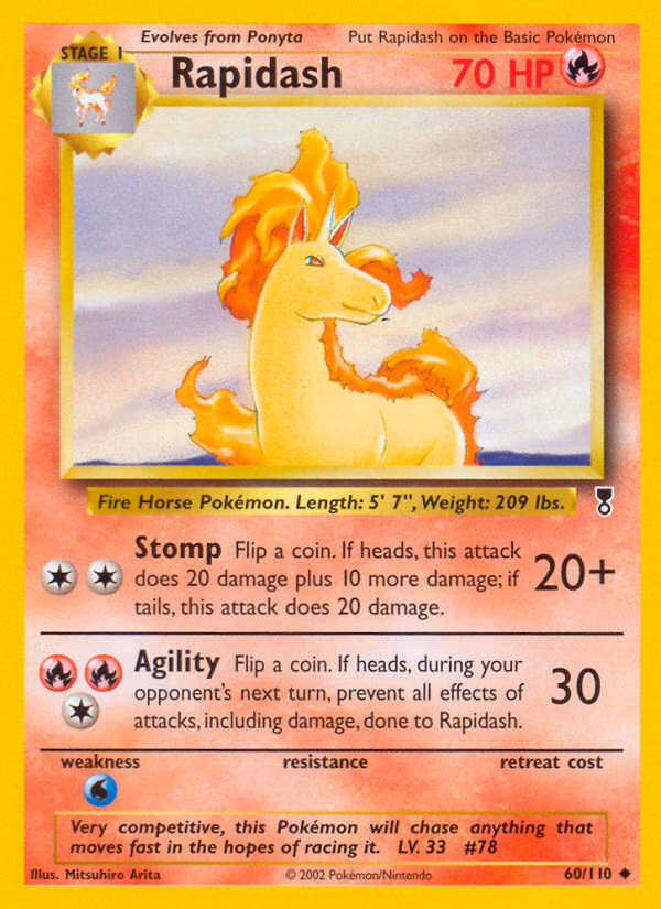 Rapidash Pokemon card (60/110, Legendary Collection)