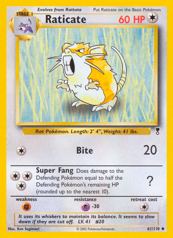 Raticate Pokemon card (61/110, Legendary Collection)