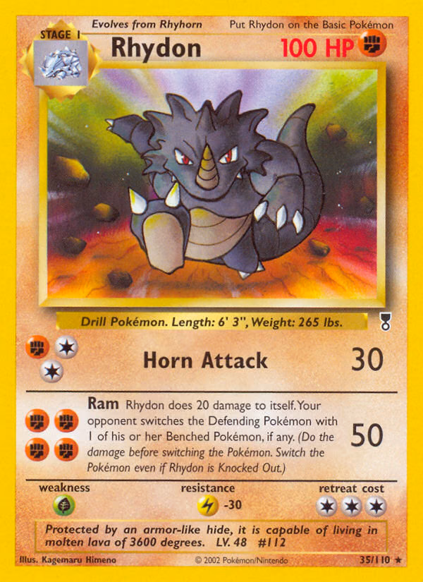 Rhydon Pokemon card (35/110, Legendary Collection)