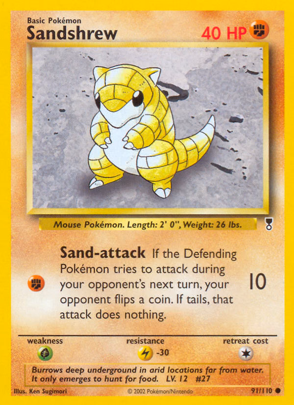 Sandshrew Pokemon card (91/110, Legendary Collection)