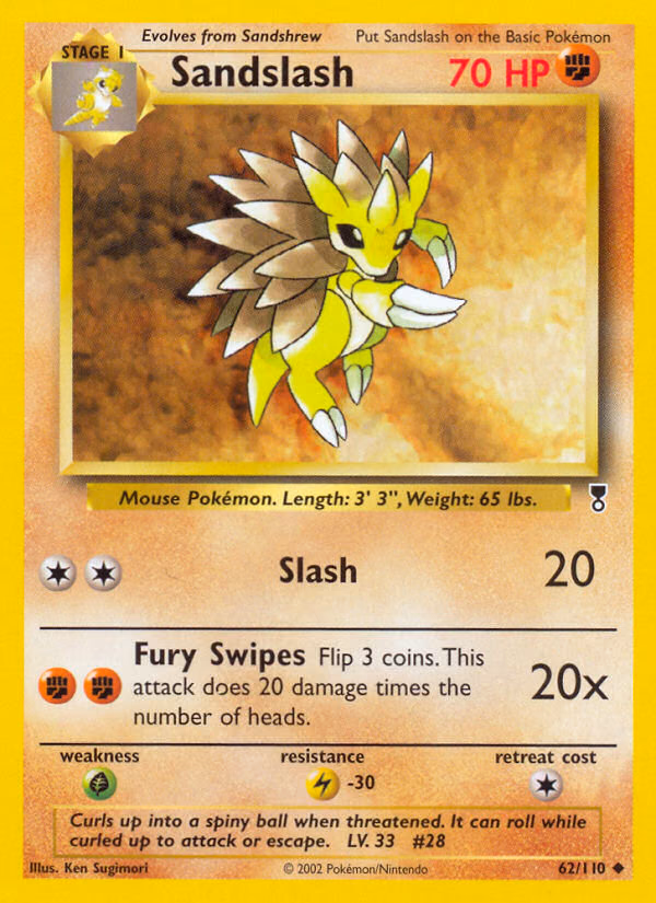 Sandslash Pokemon card (62/110, Legendary Collection)